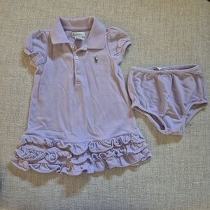 Ralph Lauren Purple Polo Dress with Ruffle Hem